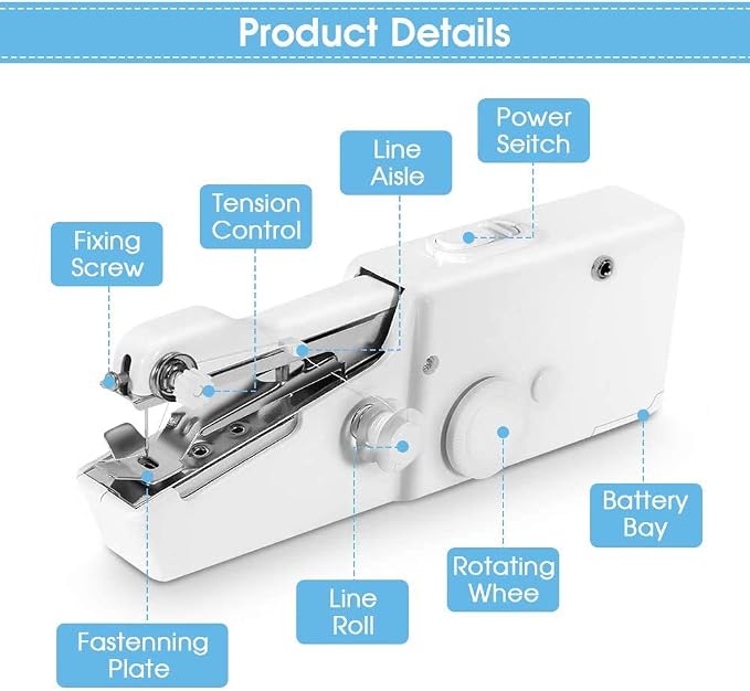 New Handy Stitch Mini Sewing Machine Portable Handheld Sewing Machine for Beginners, Home & Travel Clothing Repair