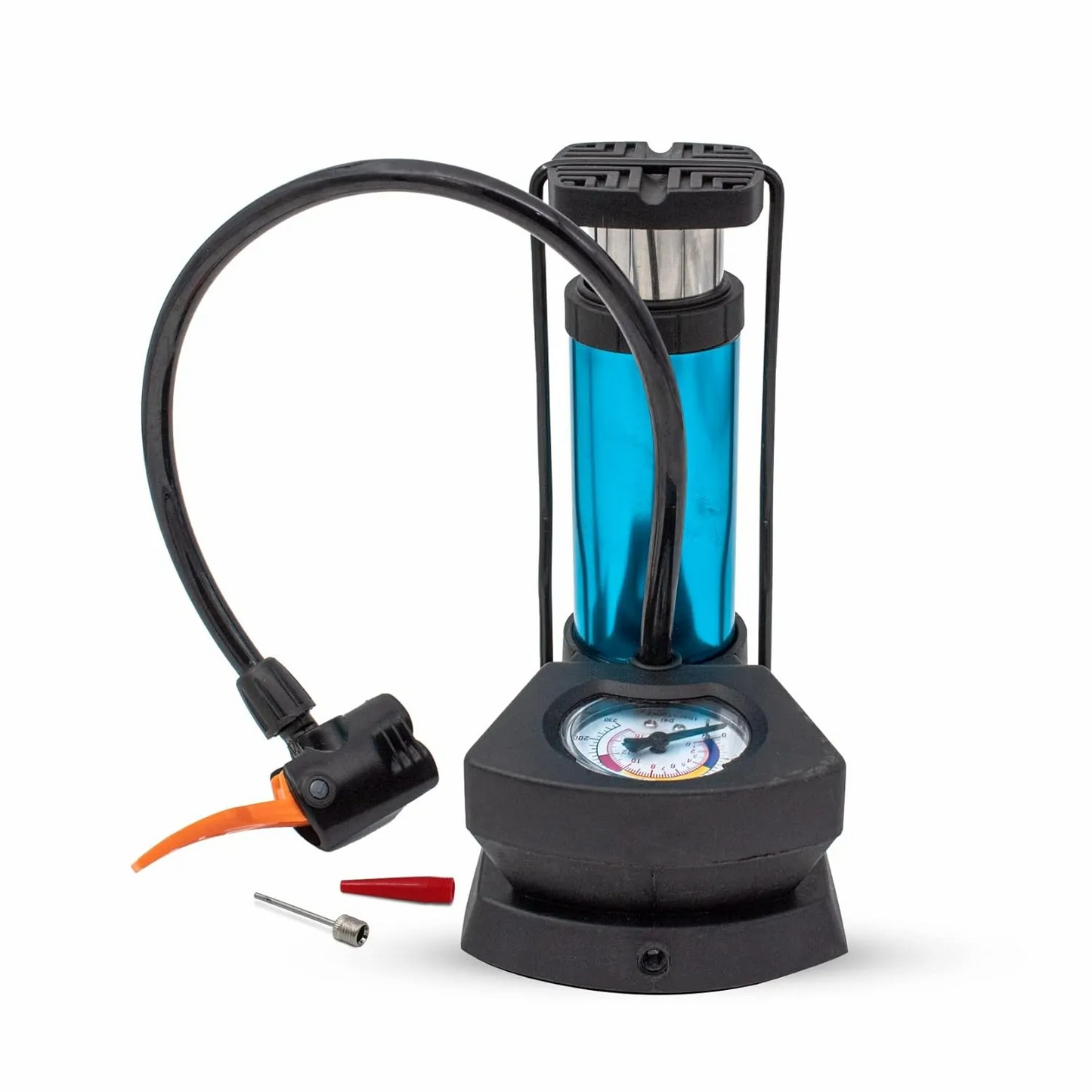Foot & Hand Air Pump with Pressure Gauge – Manual Tyre Inflator Pump for Car, Bike, Bicycle & Motorcycle