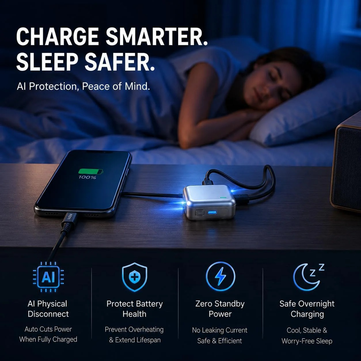 PopGuard 140W Automatic Charging Disconnector | Smart Battery Charger Protector & Auto Power Cut-Off | Fast Charging Protection