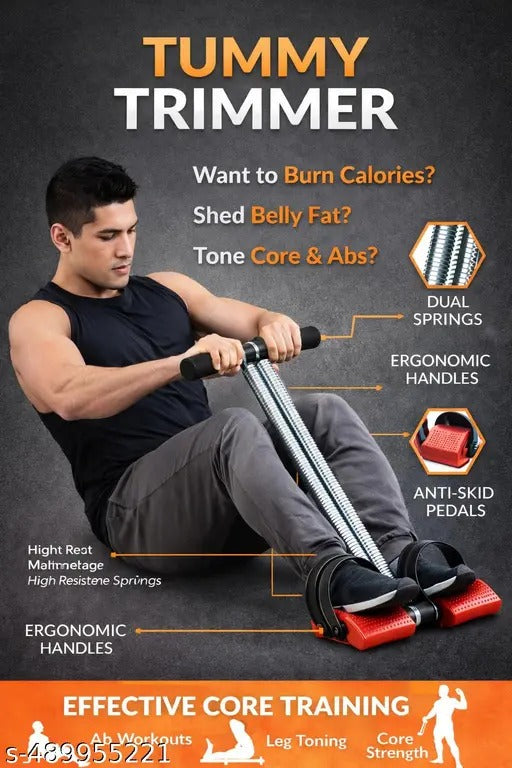 Tummy Trimmer Double Spring Abdominal Exerciser | Portable Resistance Workout Equipment | Home Fitness Exercise Machine for Abs, Arms & Legs