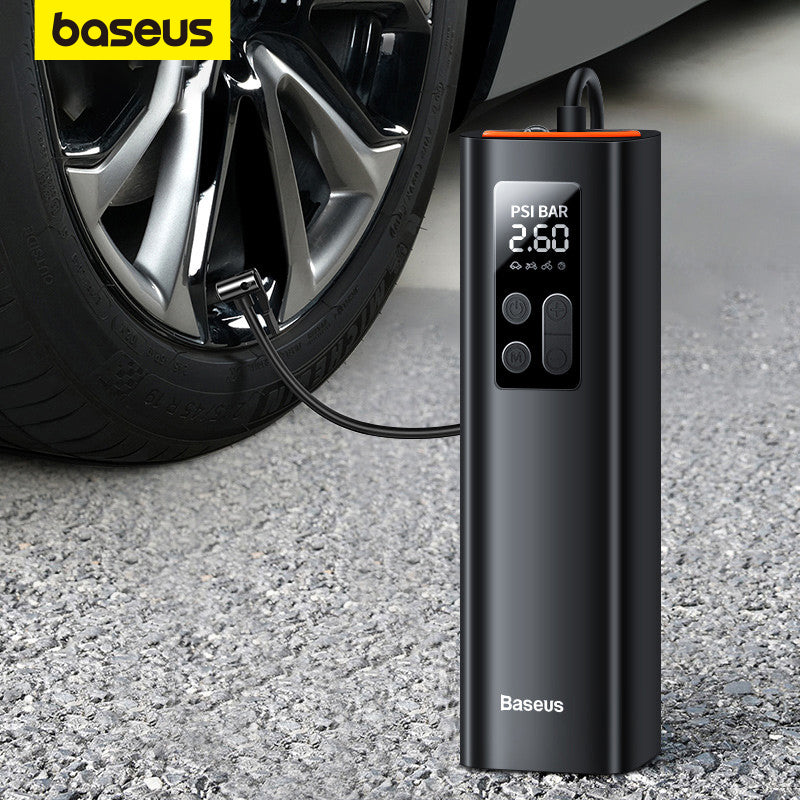 Baseus Super Mini Portable Tire Inflator Air Compressor with Digital Display – Car, Bike & Motorcycle Air Pump – Black