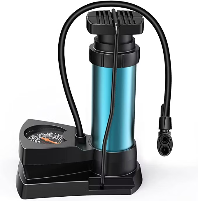 Foot & Hand Air Pump with Pressure Gauge – Manual Tyre Inflator Pump for Car, Bike, Bicycle & Motorcycle