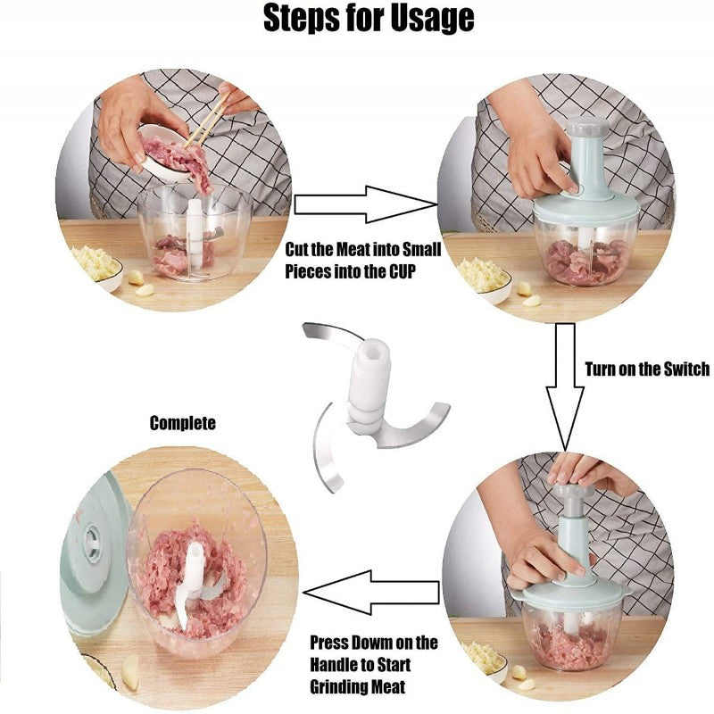 Manual Food Chopper Hand Press – Vegetable, Onion & Meat Cutter | Mini Hand-Powered Kitchen Chopper
