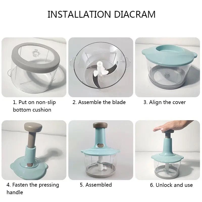 Manual Food Chopper Hand Press – Vegetable, Onion & Meat Cutter | Mini Hand-Powered Kitchen Chopper