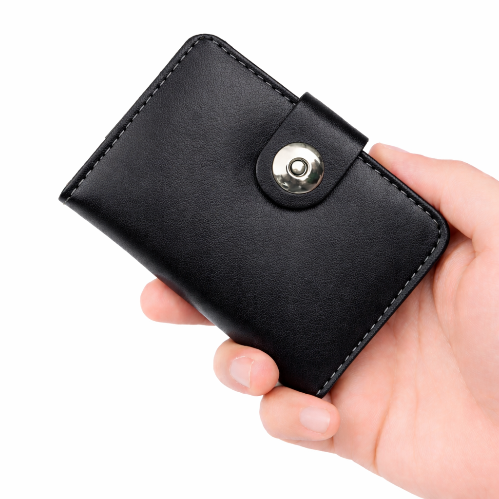 Magnetic Button Card Holder for Men & Women – Slim, Stylish & Compact Wallet
