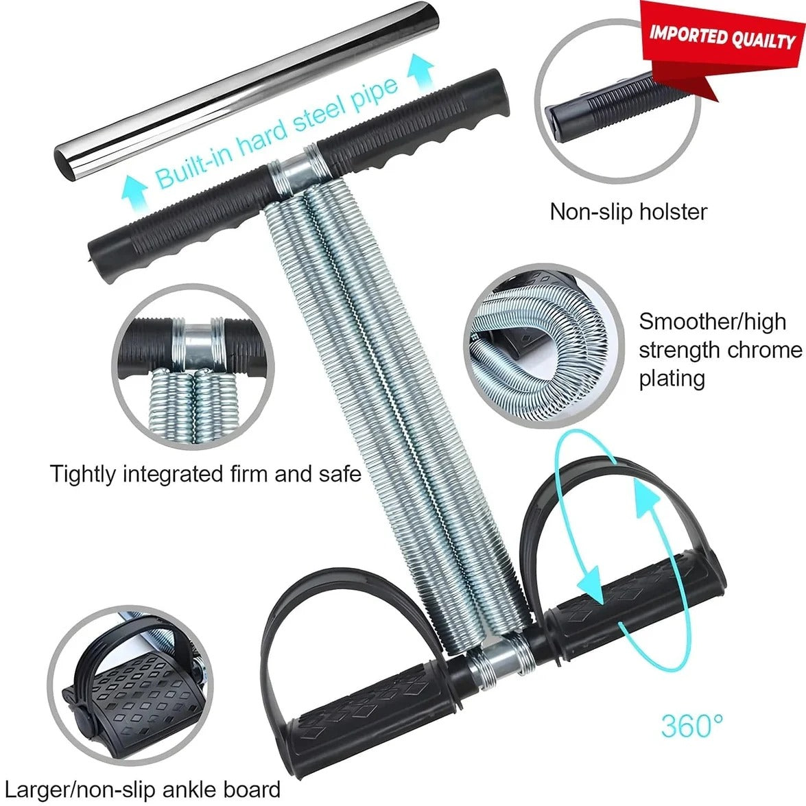 Tummy Trimmer Double Spring Abdominal Exerciser | Portable Resistance Workout Equipment | Home Fitness Exercise Machine for Abs, Arms & Legs