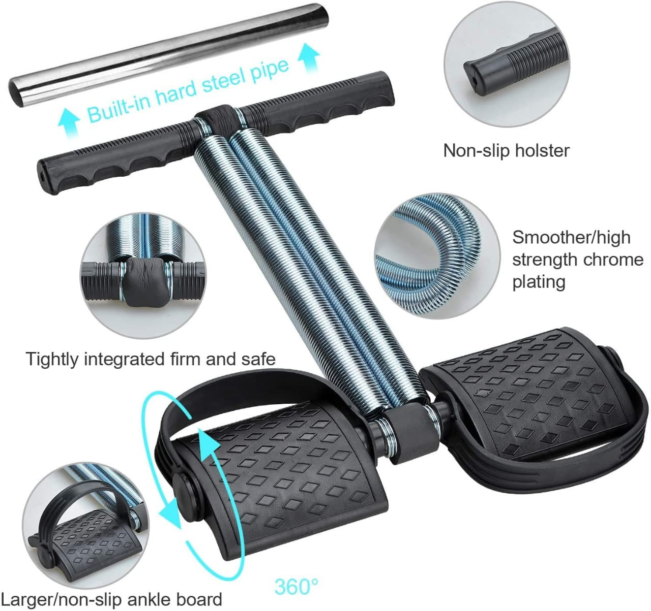 Tummy Trimmer Double Spring Abdominal Exerciser | Portable Resistance Workout Equipment | Home Fitness Exercise Machine for Abs, Arms & Legs