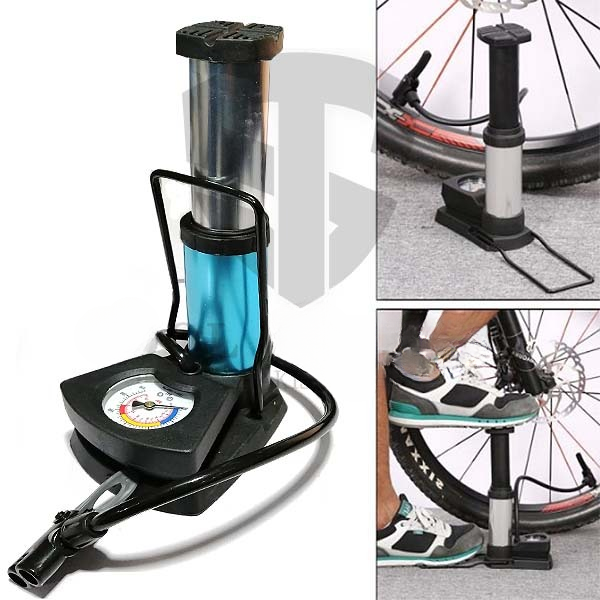 Foot & Hand Air Pump with Pressure Gauge – Manual Tyre Inflator Pump for Car, Bike, Bicycle & Motorcycle