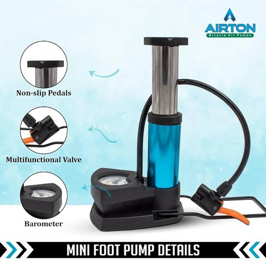 Foot & Hand Air Pump with Pressure Gauge – Manual Tyre Inflator Pump for Car, Bike, Bicycle & Motorcycle