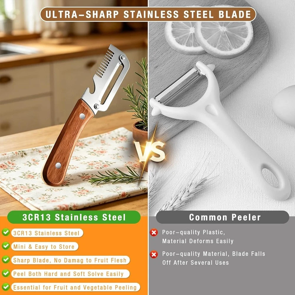 Multifunctional Vegetable Peeler & Cutter 4-in-1 | Fruit & Vegetable Slicer, Shredder & Peeler | Kitchen Food Prep Tool